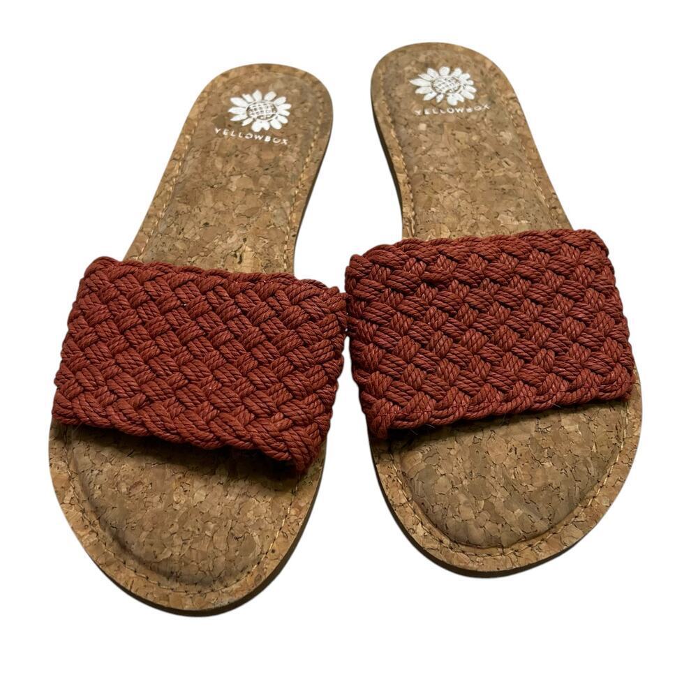 Yellow Box Doshie Orange Braided Rope Cork Slide Sandals - 11